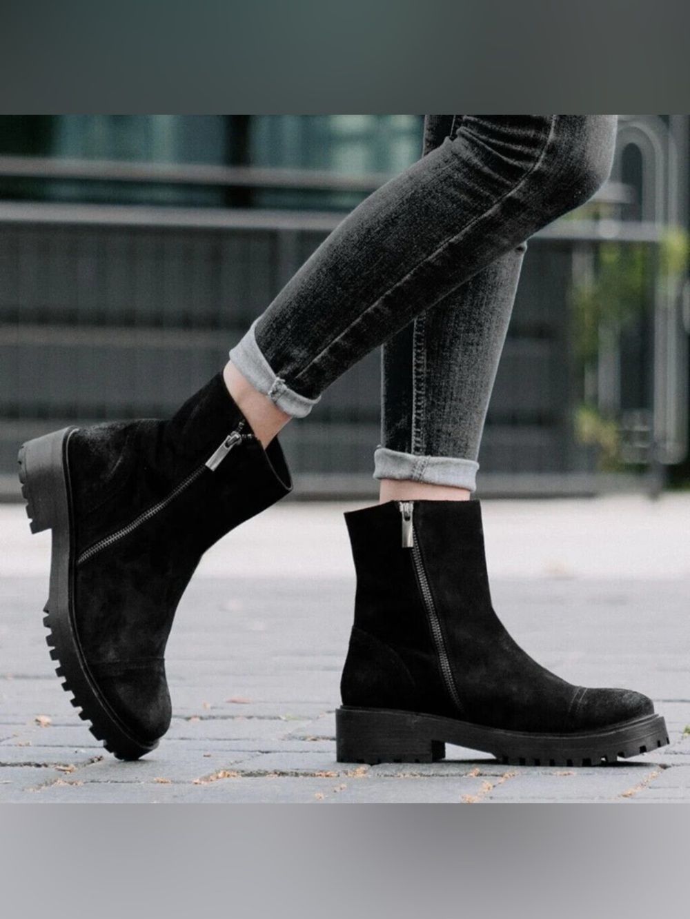 Thursday Boot Company Black Suede Raider Side Zip Ankle Boots Size 6.5 Women’s